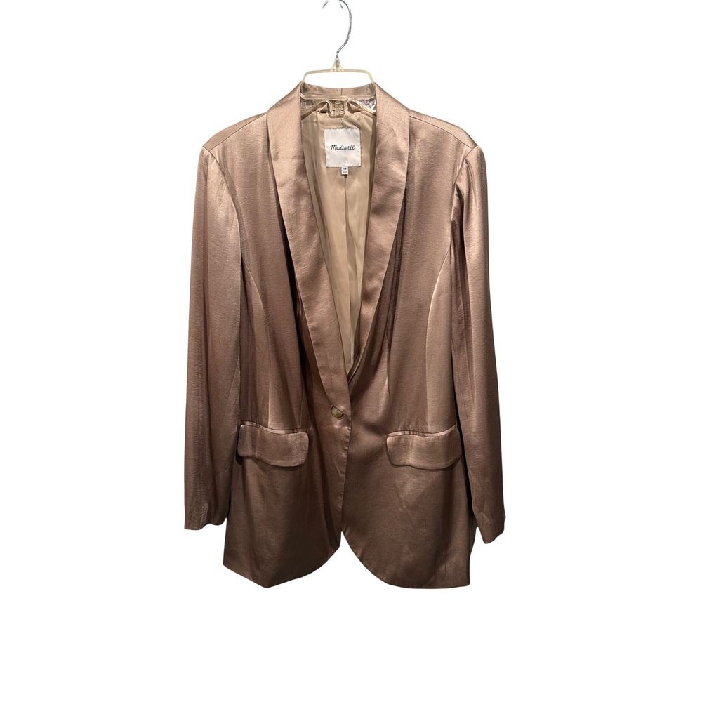 Madewell Blazer Rose Gold Satin Shawl Collar Single Button Plus Size 16W
